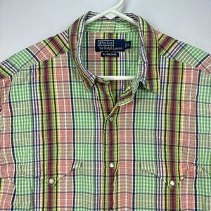 Vintage Polo Ralph Lauren RL Western Shirt Womens Large Pearl Snap Double Pocket